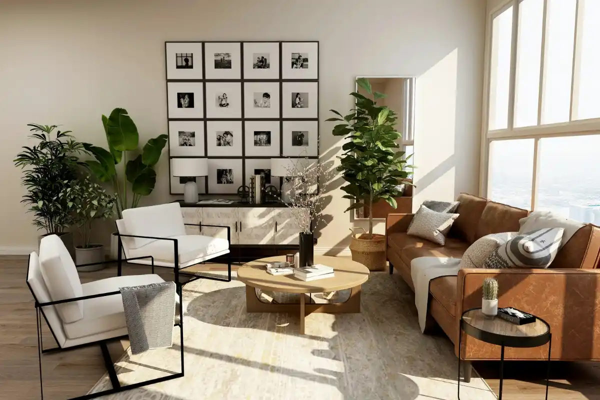 Indoor plants arrangement for biophilic interior design ideas 