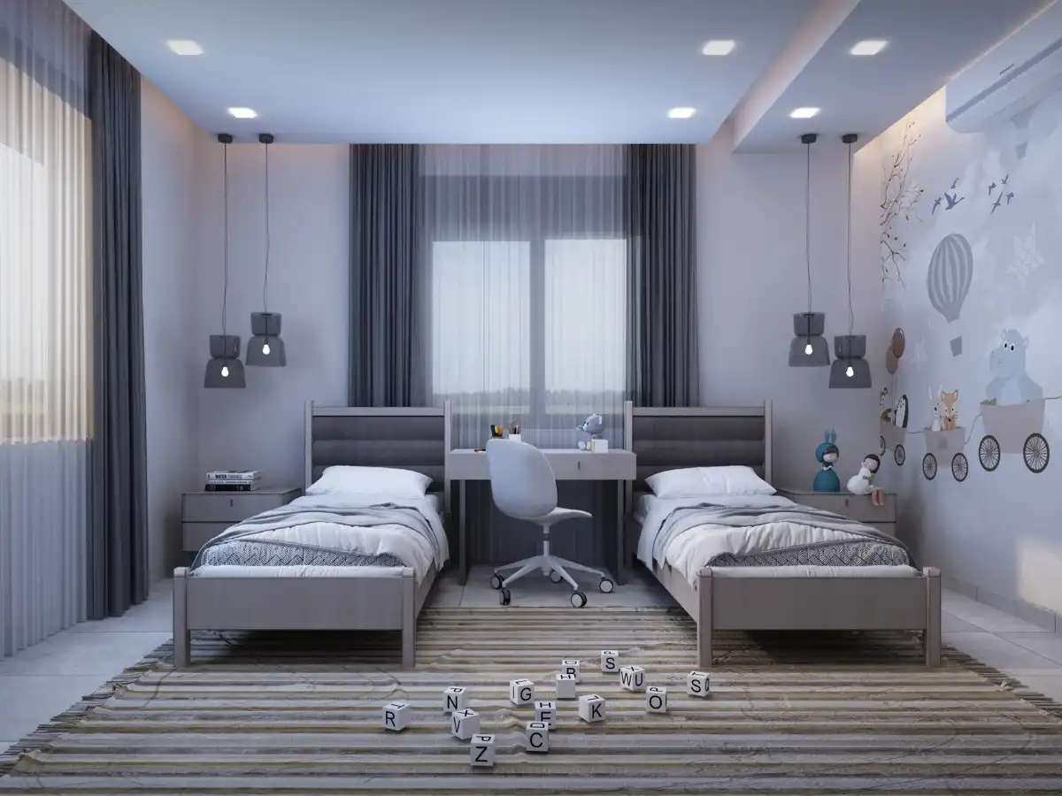 Colorful kids bedroom featuring playful Bedroom Color Ideas with bright walls, cozy decor, and creative furniture styling.