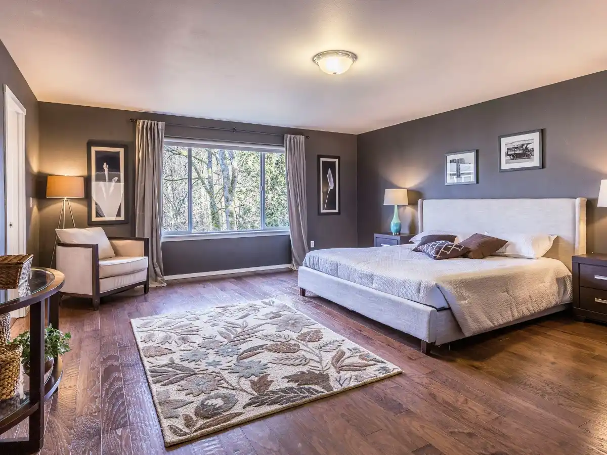 Stylish master bedroom featuring modern Bedroom Color Ideas with cozy decor, soft lighting, and elegant color combinations.