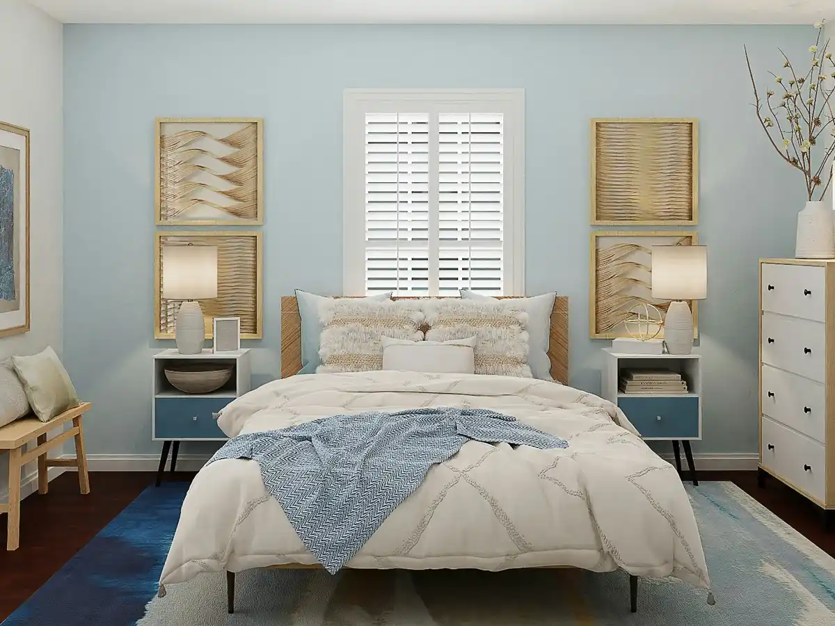 Modern bedroom featuring elegant Bedroom Color Ideas with stylish furniture, calming wall shades, and cozy interior decor.