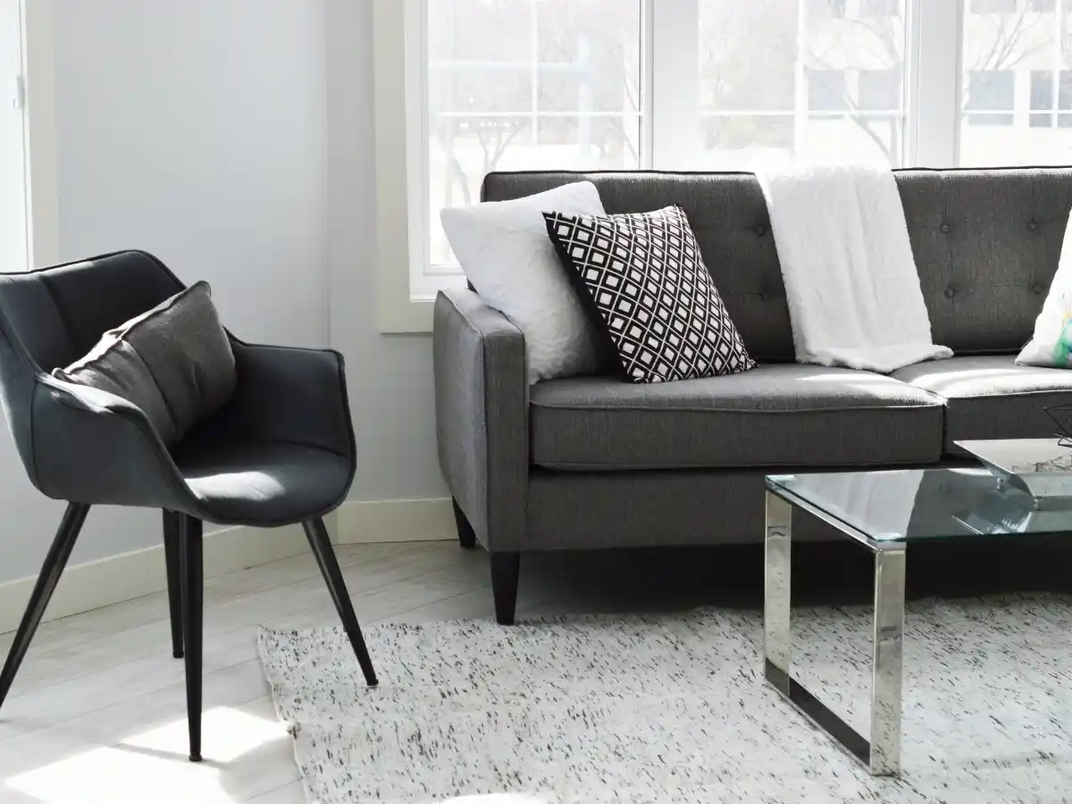 Compact studio apartment with organized storage and minimalist decor