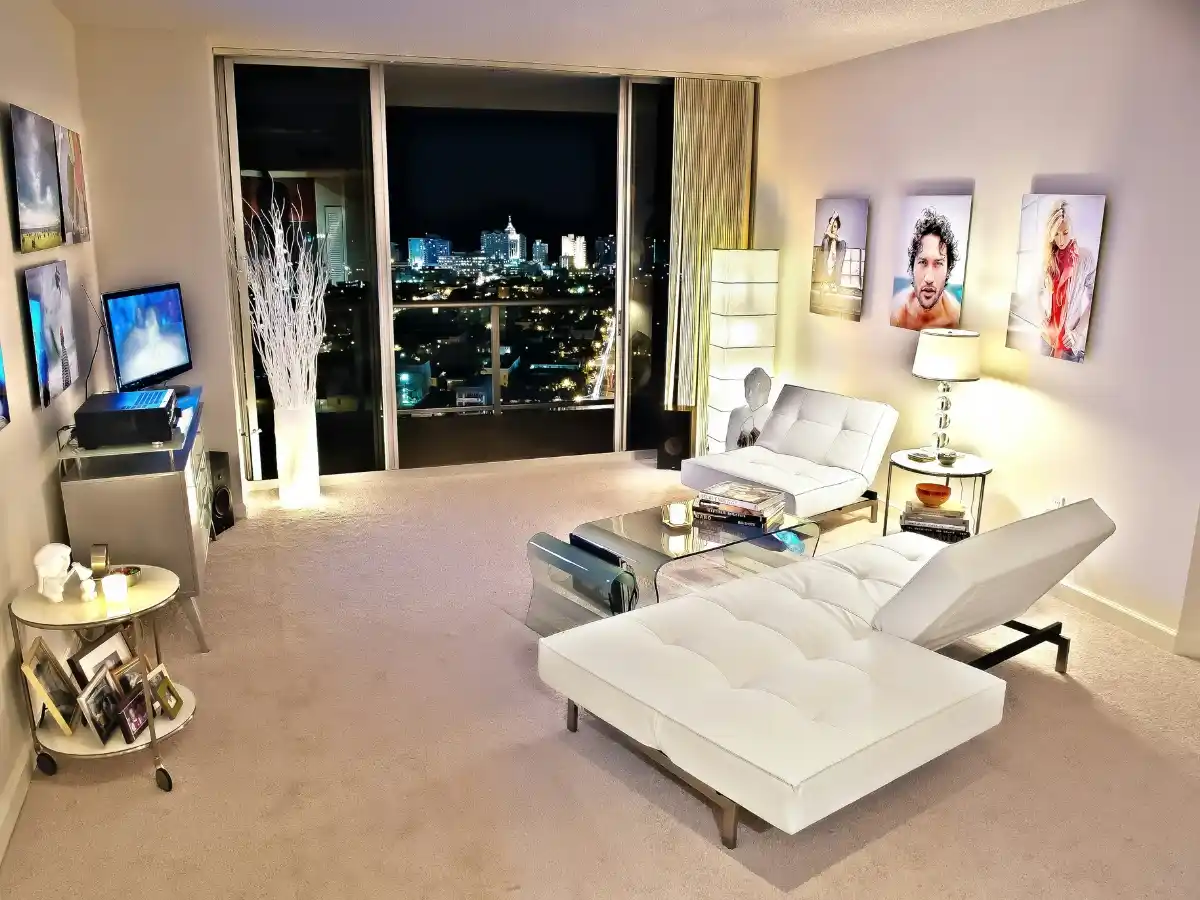 Stylish studio apartment with organized functional zones