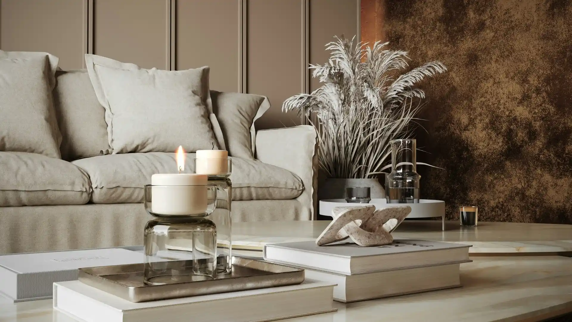 tonal interior design living room with neutral shades