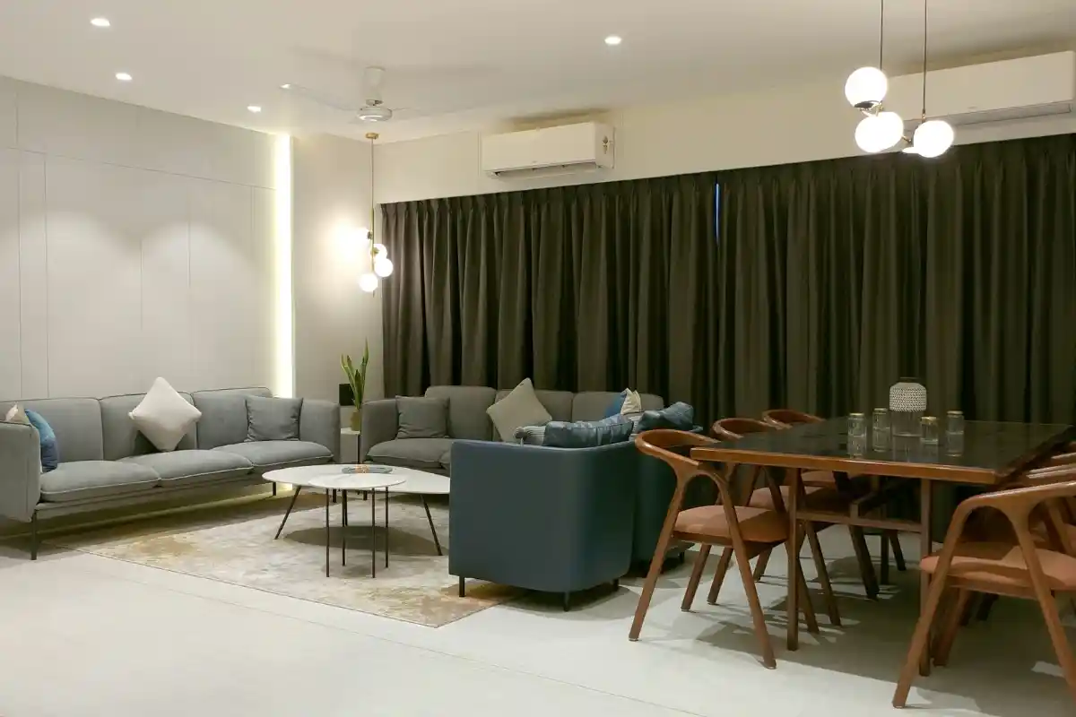 Minimalist apartment showing space flow design principles 