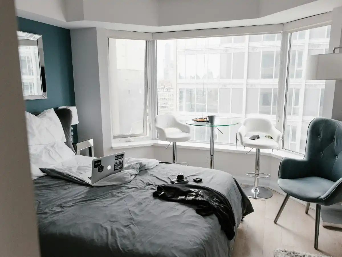 small bedroom design mistakes with blocked walking space around bed