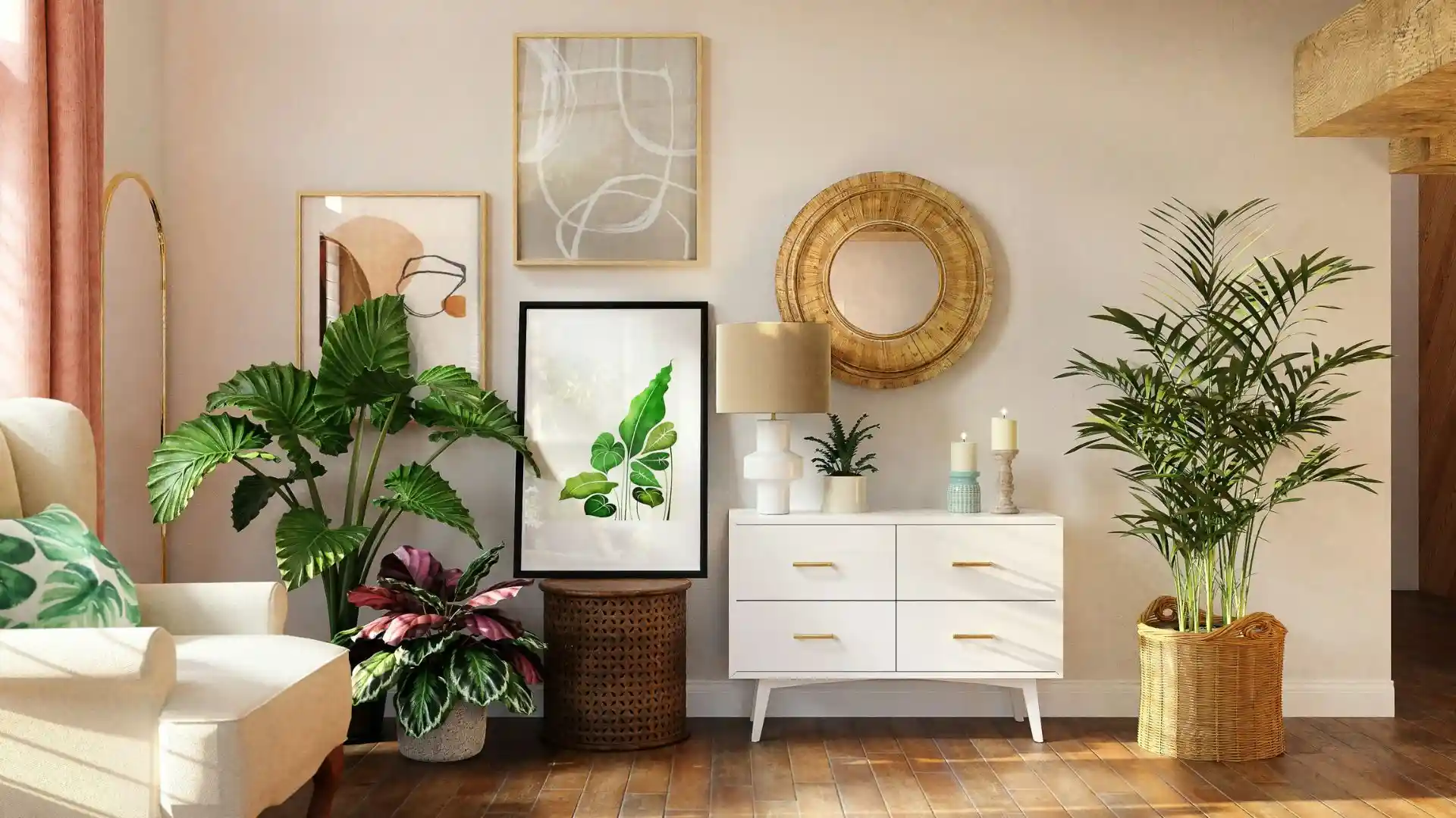 Indoor plant decor ideas featuring greenery, natural textures, and stylish plant displays for a warm and inviting home.