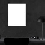 Large blank wall decorated with oversized art, shelves, and stylish home decor