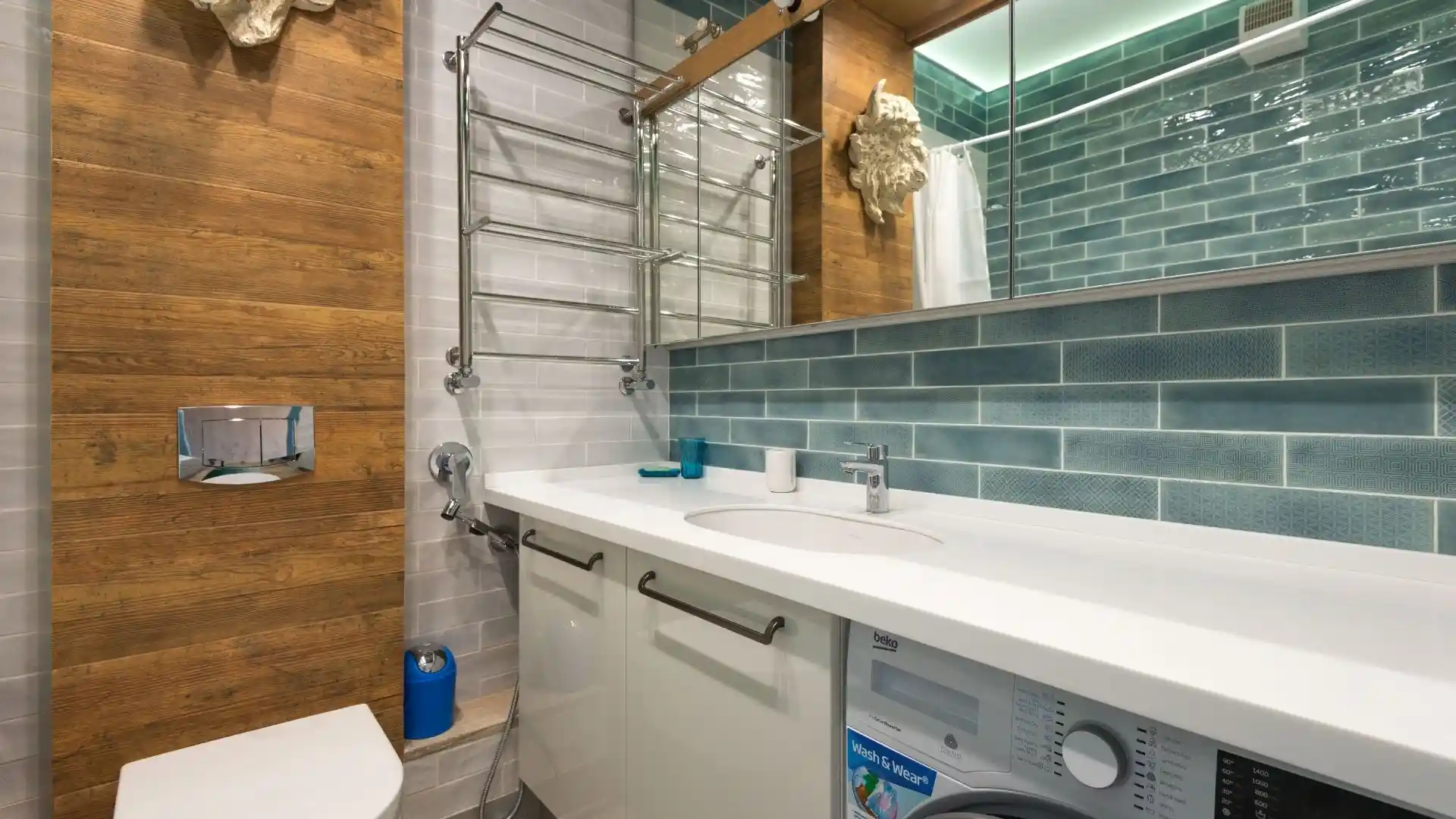 Laundry room organization ideas for a small space with smart shelves, storage baskets, cabinets, and practical laundry supplies